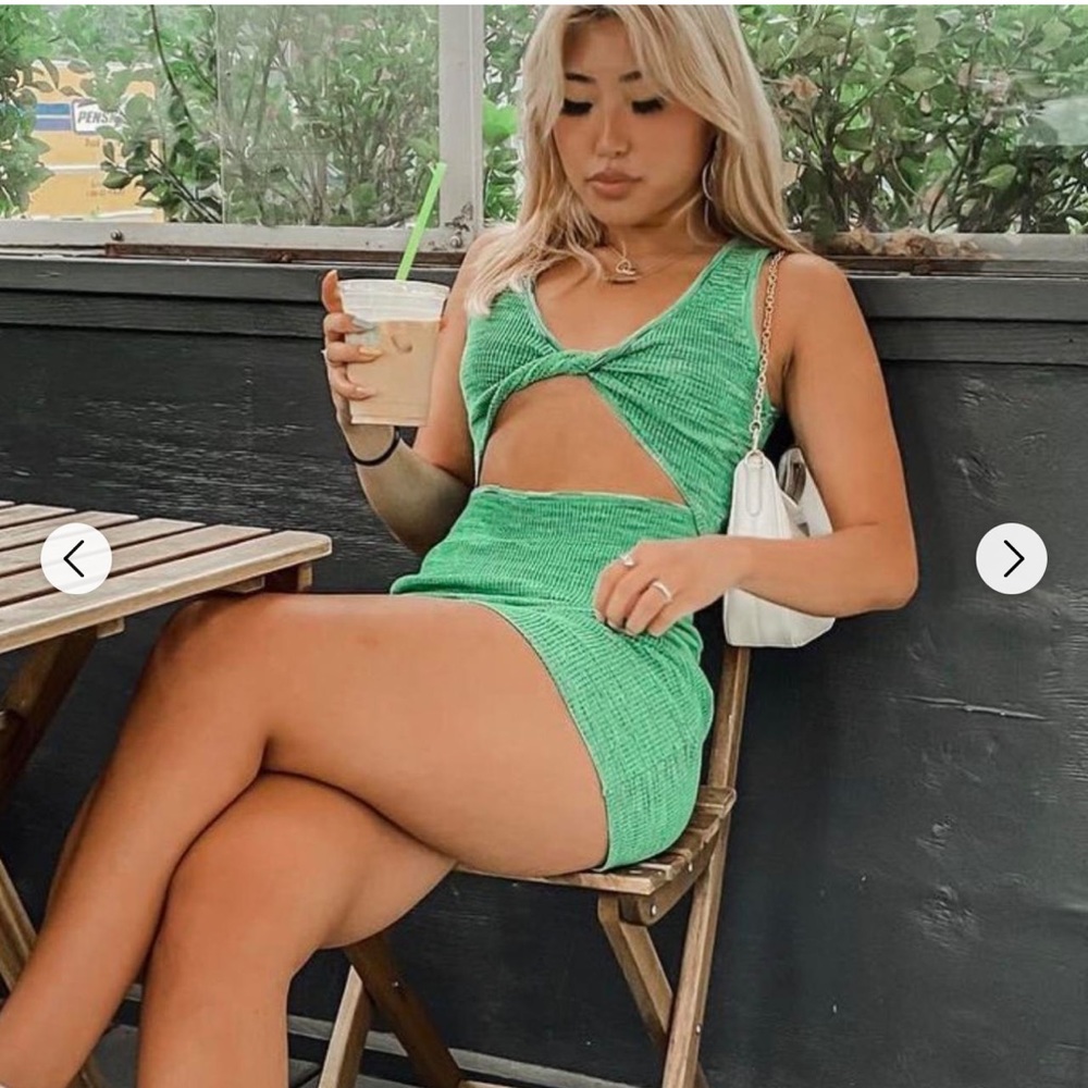 VRGE GIRL Beach House Knit Mini Dress Green